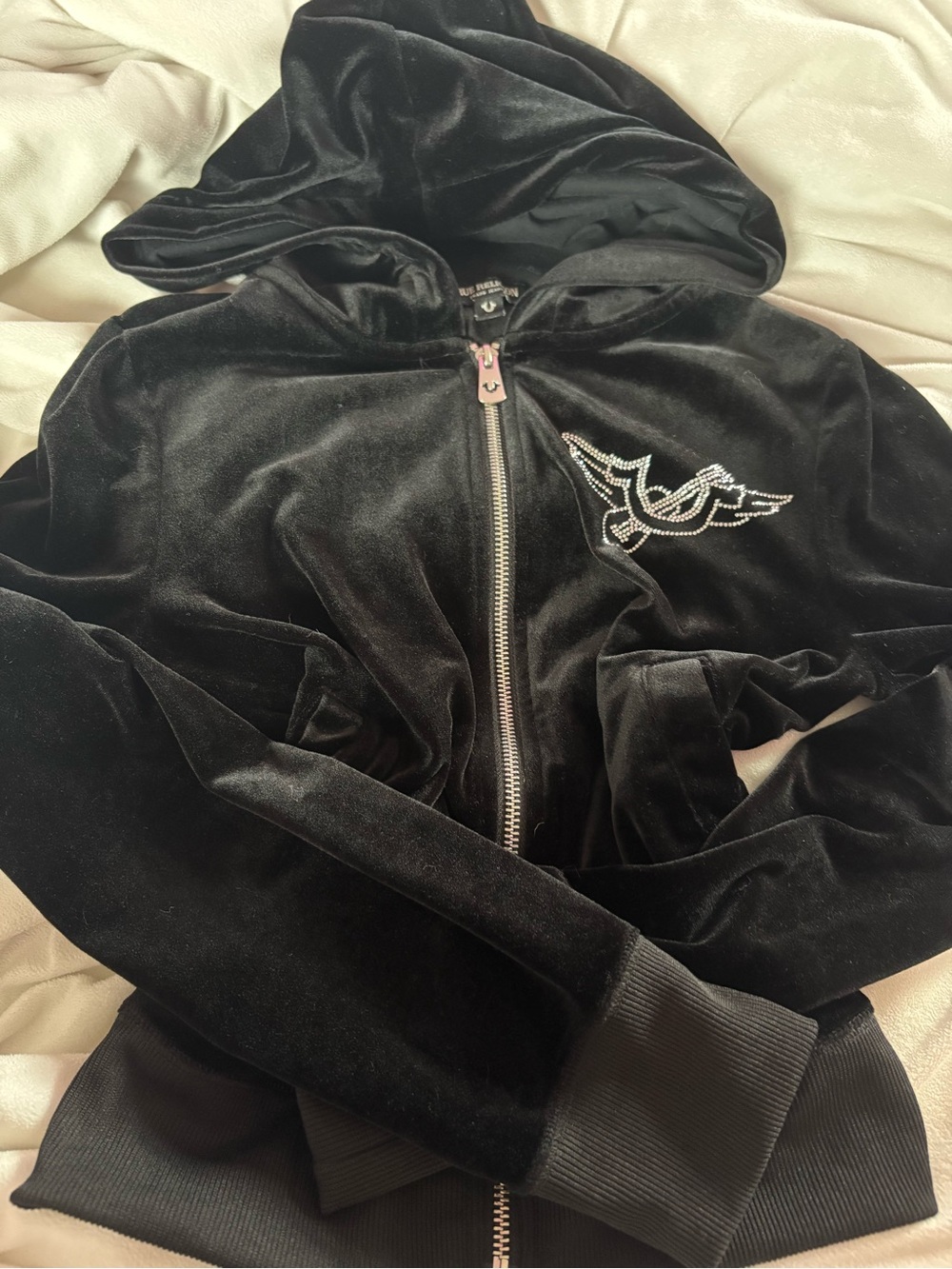 True Religion velvet black zip up